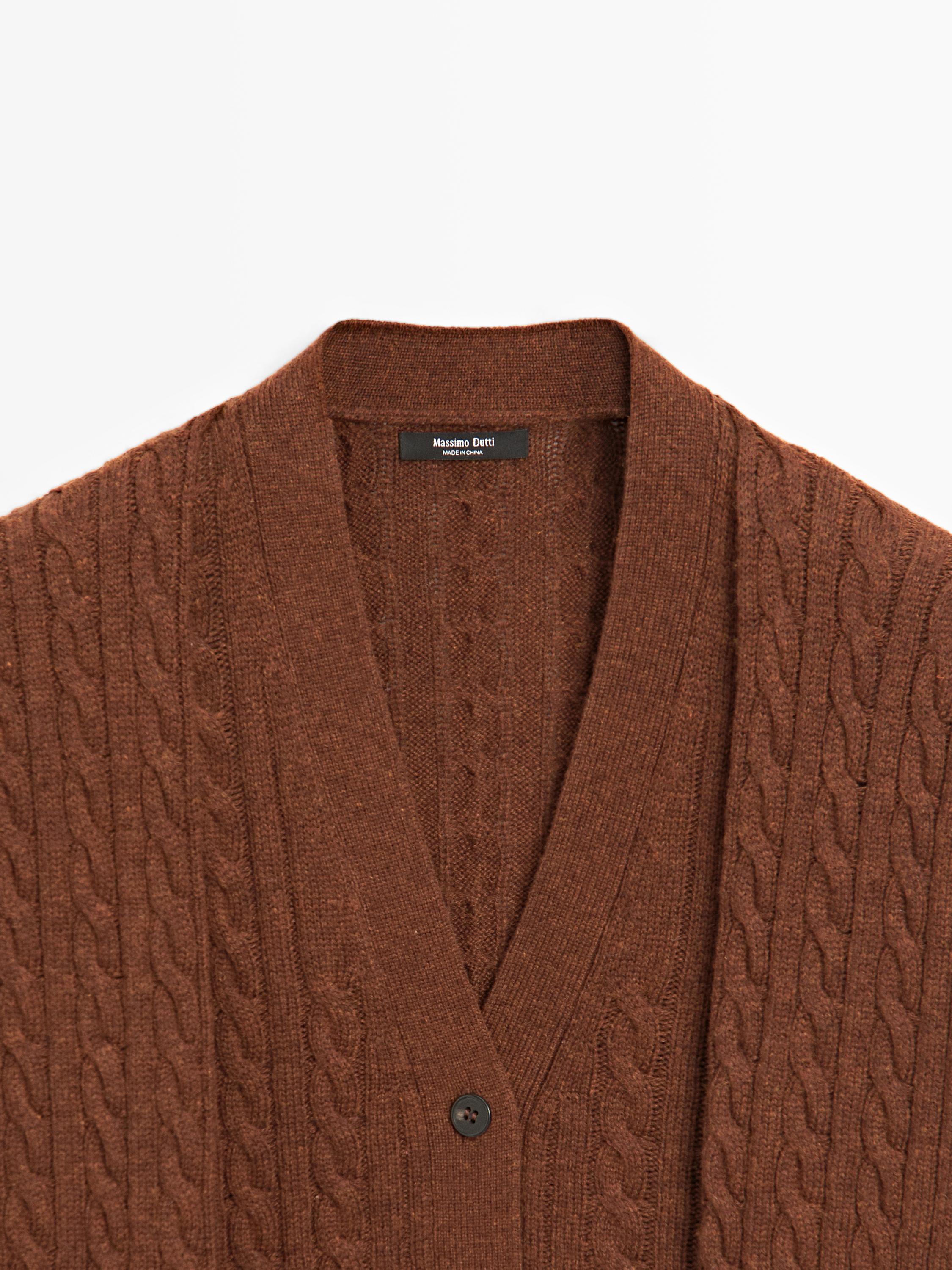 Wool blend cardigan with scarf detail